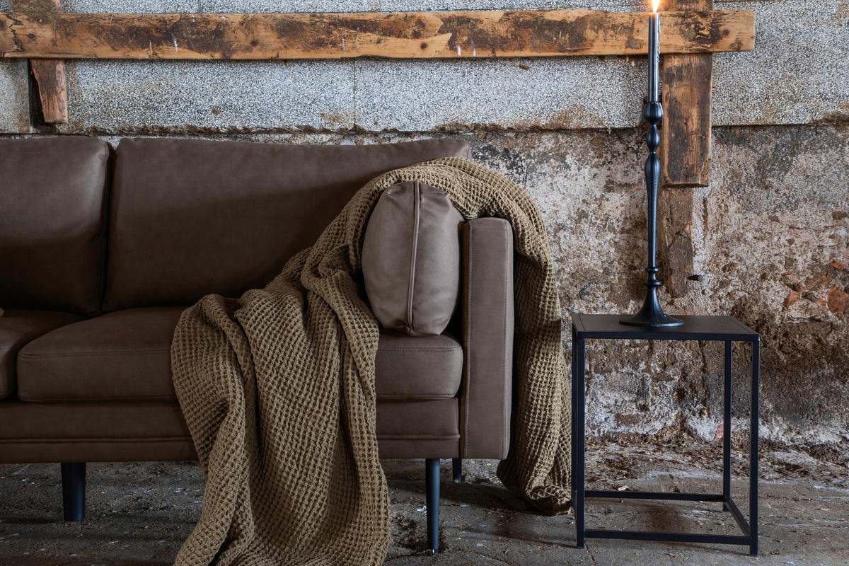 2-SITS SOFFA i metall, textil brun, svart  - brun/svart, Design, metall/textil (203/84/90cm) - Livetastic