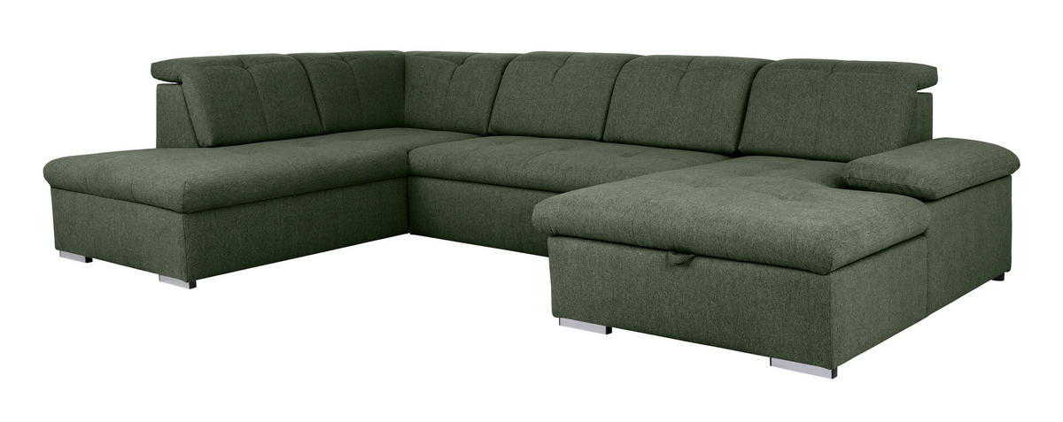 WOHNLANDSCHAFT in Grün  - Grau/Grün, Design, Textil/Metall (215/328/173cm) - MID.YOU