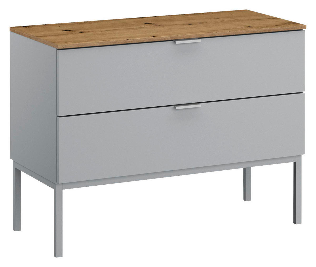 KOMMODE  in 80/61/42 cm  - Eichefarben/Alufarben, Trend, Holzwerkstoff/Kunststoff (80/61/42cm) - Stylife