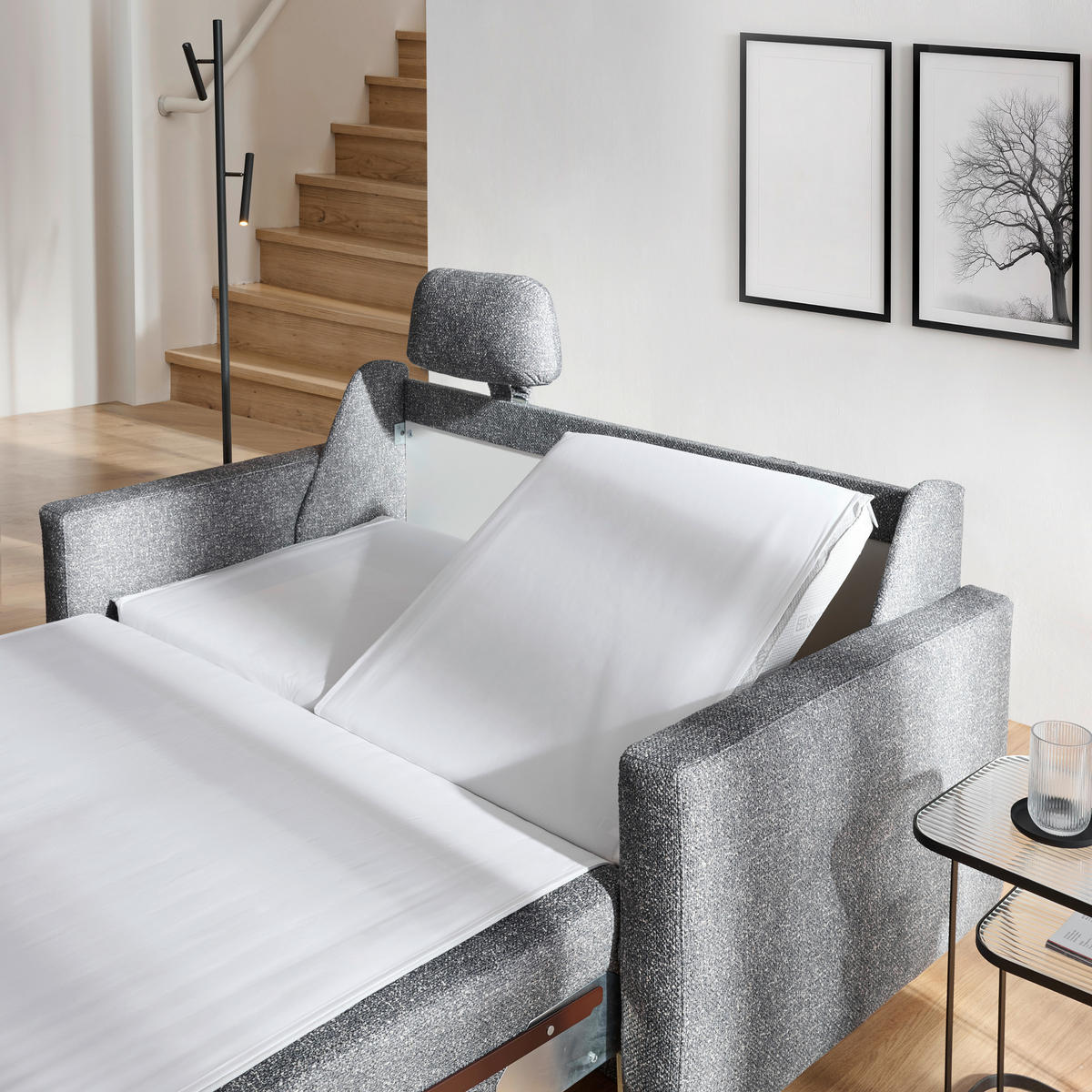 SCHLAFSOFA  in Mikrofaser Grau  - Alufarben/Grau, KONVENTIONELL, Kunststoff/Textil (176/88/91cm) - Sedda