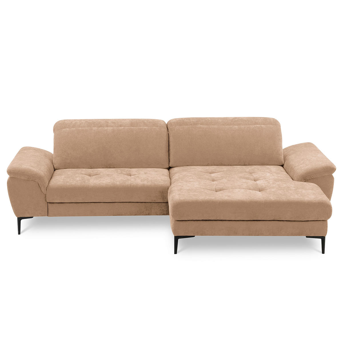 ECKSOFA  Webstoff Rotbraun  - Rotbraun/Schwarz, Design, Textil/Metall (268/195cm) - Livetastic