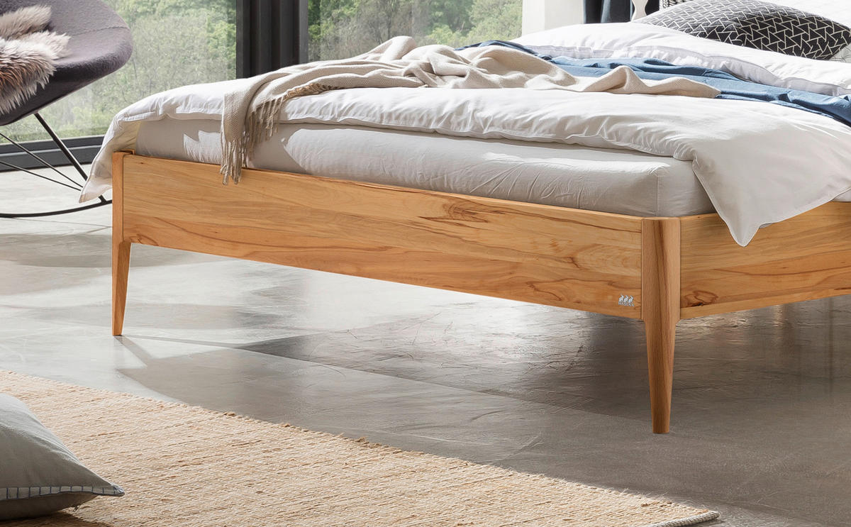 BETT 140/200 cm  in Buchefarben, Hellgrau   - Buchefarben/Hellgrau, Konventionell, Holz/Textil (140/200cm) - Hasena