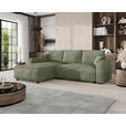 ECKSOFA Salbeigrün Cord Zierkissen, Rückenkissen, Bettkasten, Schlaffunktion, Rücken echt, Liegefläche im Originalstoff  - Salbeigrün/Schwarz, MODERN, Kunststoff/Textil (190/280cm) - Carryhome
