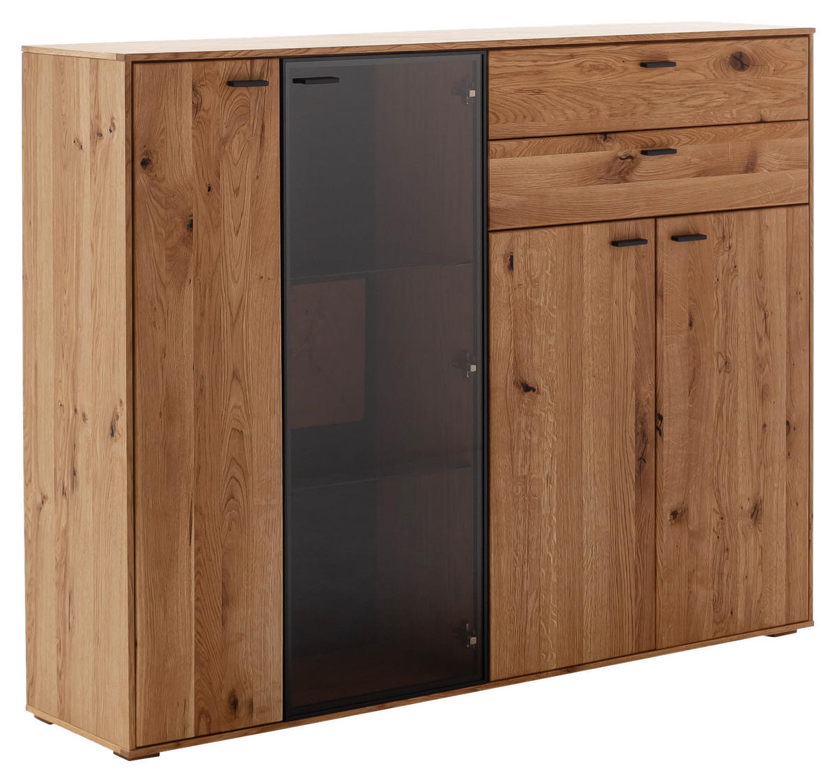 HIGHBOARD Nairobi  in 158/122/37 cm  - Wildeiche/Anthrazit, Design, Glas/Holz (158/122/37cm) - MID.YOU