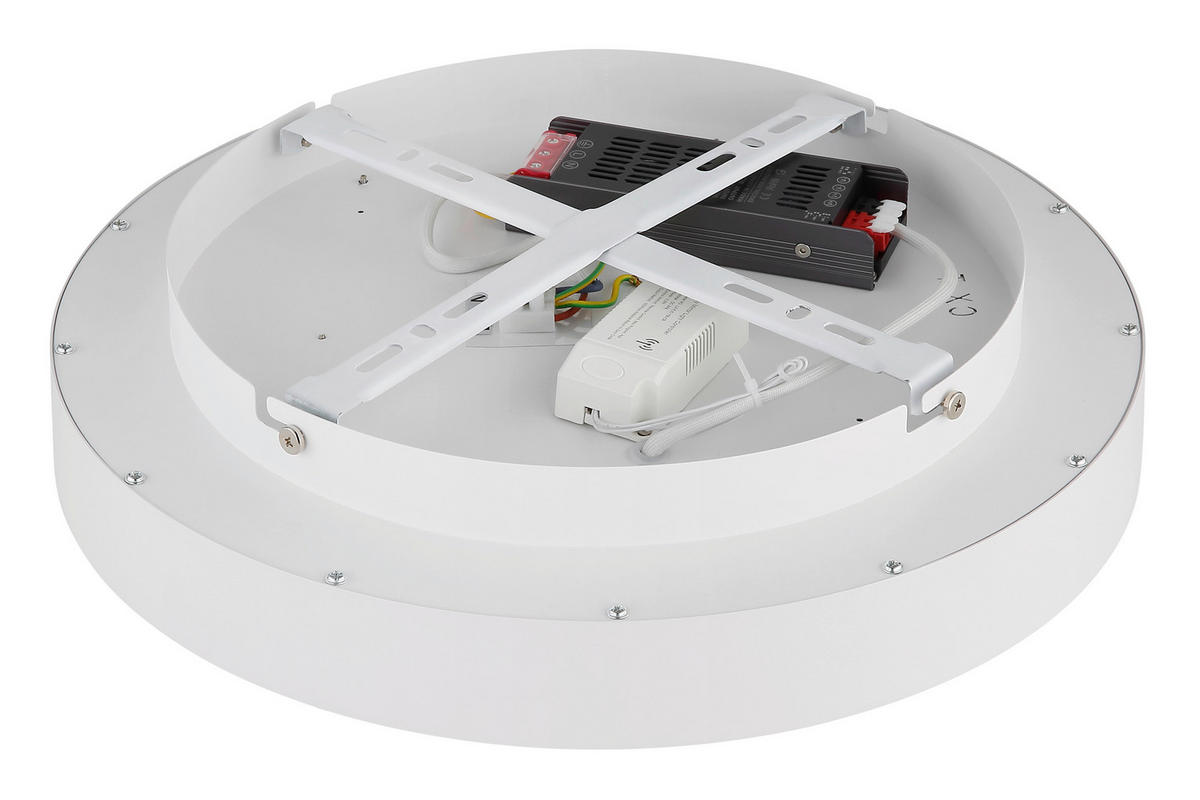 LED-DECKENLEUCHTE Jess 39/7,7 cm  - Opal/Weiß, Design, Kunststoff/Metall (39/7,7cm) - Globo