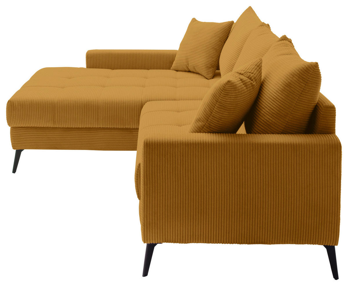 ECKSOFA Currygelb Cord  - Currygelb/Schwarz, KONVENTIONELL, Textil/Metall (173/280cm) - Hom`in