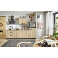 KÜCHENBLOCK PN 100 250 cm  in Graphitfarben, Eichefarben  - Eichefarben/Schwarz, Design, Holzwerkstoff/Metall (250cm) - Pino