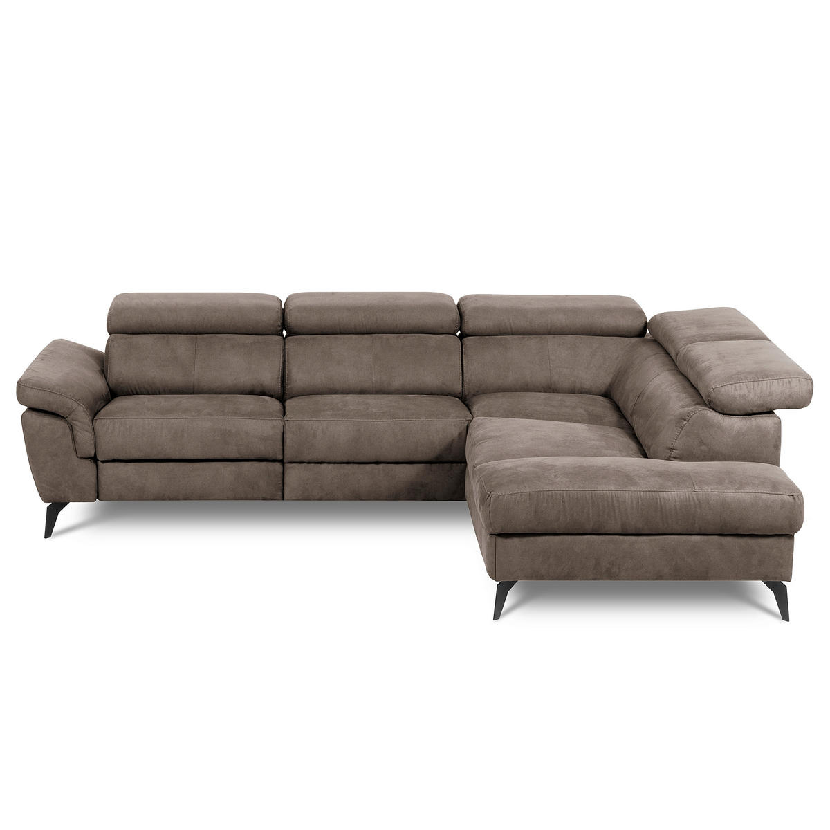 ECKSOFA SONO in Lederlook Braun Bettkasten, Armteilverstellung, Kopfteilverstellung  265/210 cm  - Schwarz/Braun, Design, Textil/Metall (265/210cm) - Livetastic