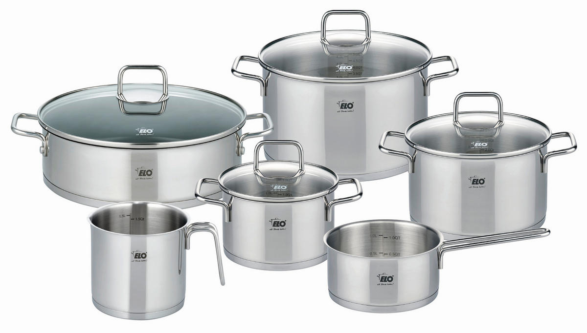 SET LONACA ZA KUHANJE Citrin  oplemenjeni čelik  6-dijelni  Citrin  - srebrne boje/prozirno, Design, staklo/metal - ELO