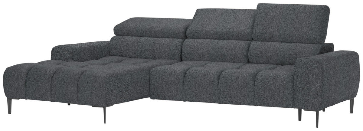 ECKSOFA in Webstoff Dunkelgrau  - Dunkelgrau/Schwarz, Design, Textil/Metall (177/270cm) - Welnova
