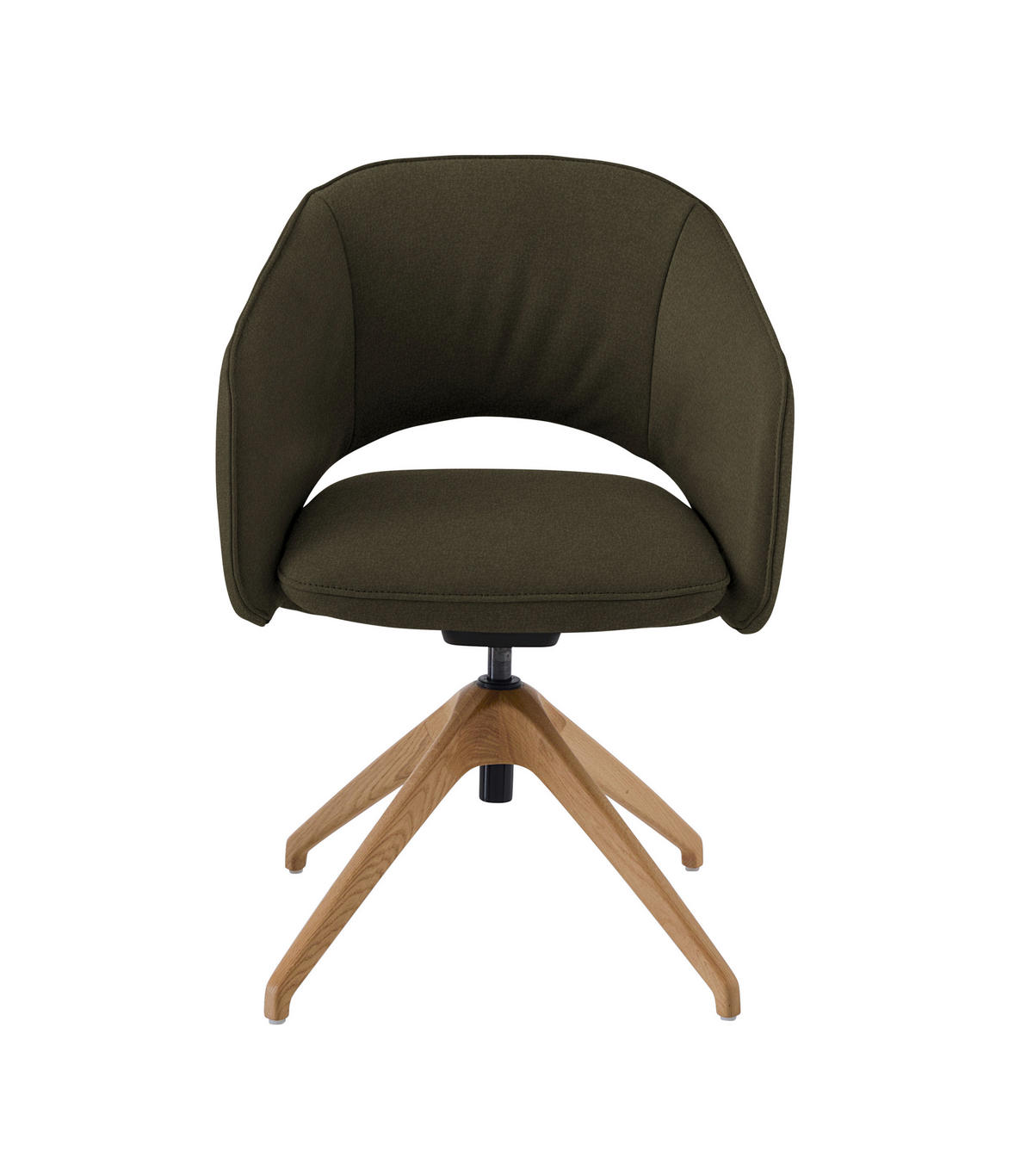 ARMLEHNSTUHL  in Echtleder naturbelassen  - Wildeiche/Olivgrün, Design, Leder/Holz (63/74-90/57-73cm) - Koinor