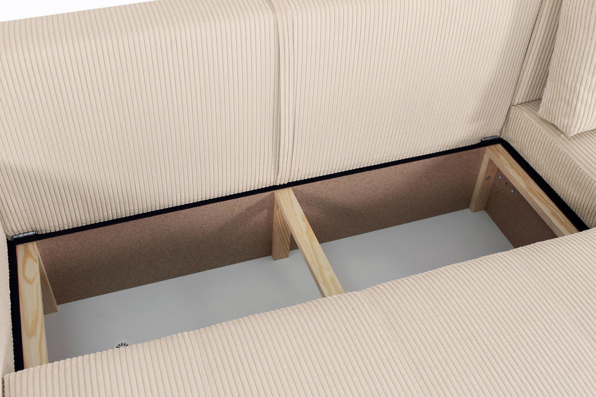 ECKSCHLAFSOFA  mit Cord Beige  - Beige/Schwarz, KONVENTIONELL, Textil (248/146cm) - Xora