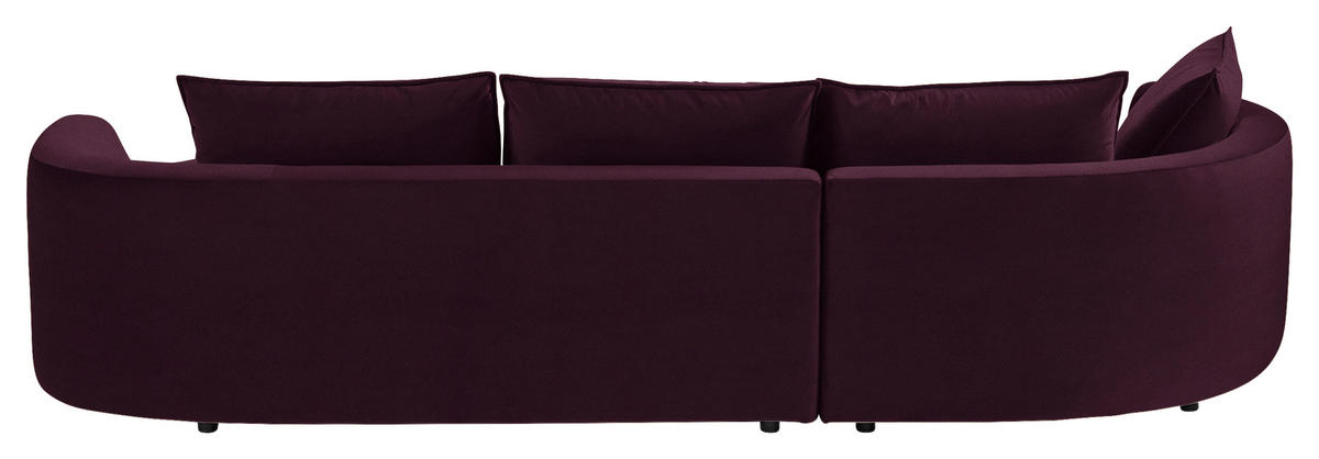 BIGSOFA Samt Brombeere  - Brombeere/Schwarz, Design, Kunststoff/Textil (154/82/322cm) - home24