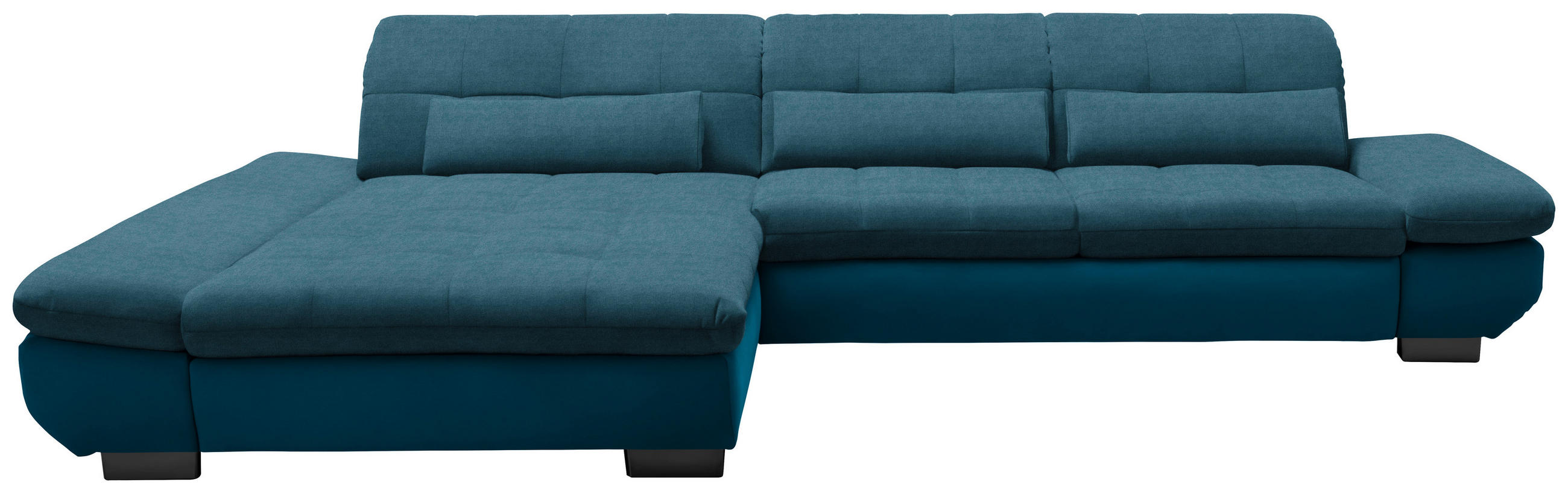 ECKSOFA in Mikrofaser Dunkelblau  - Schwarz/Dunkelblau, Design, Textil/Metall (204/341cm) - Xora