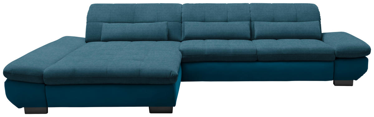 ECKSOFA in Mikrofaser Dunkelblau  - Schwarz/Dunkelblau, Design, Textil/Metall (204/341cm) - Xora