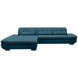 ECKSOFA in Mikrofaser Dunkelblau  - Schwarz/Dunkelblau, Design, Textil/Metall (204/341cm) - Xora