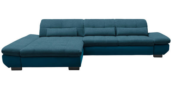 ECKSOFA in Mikrofaser Dunkelblau  - Schwarz/Dunkelblau, Design, Textil/Metall (204/341cm) - Xora