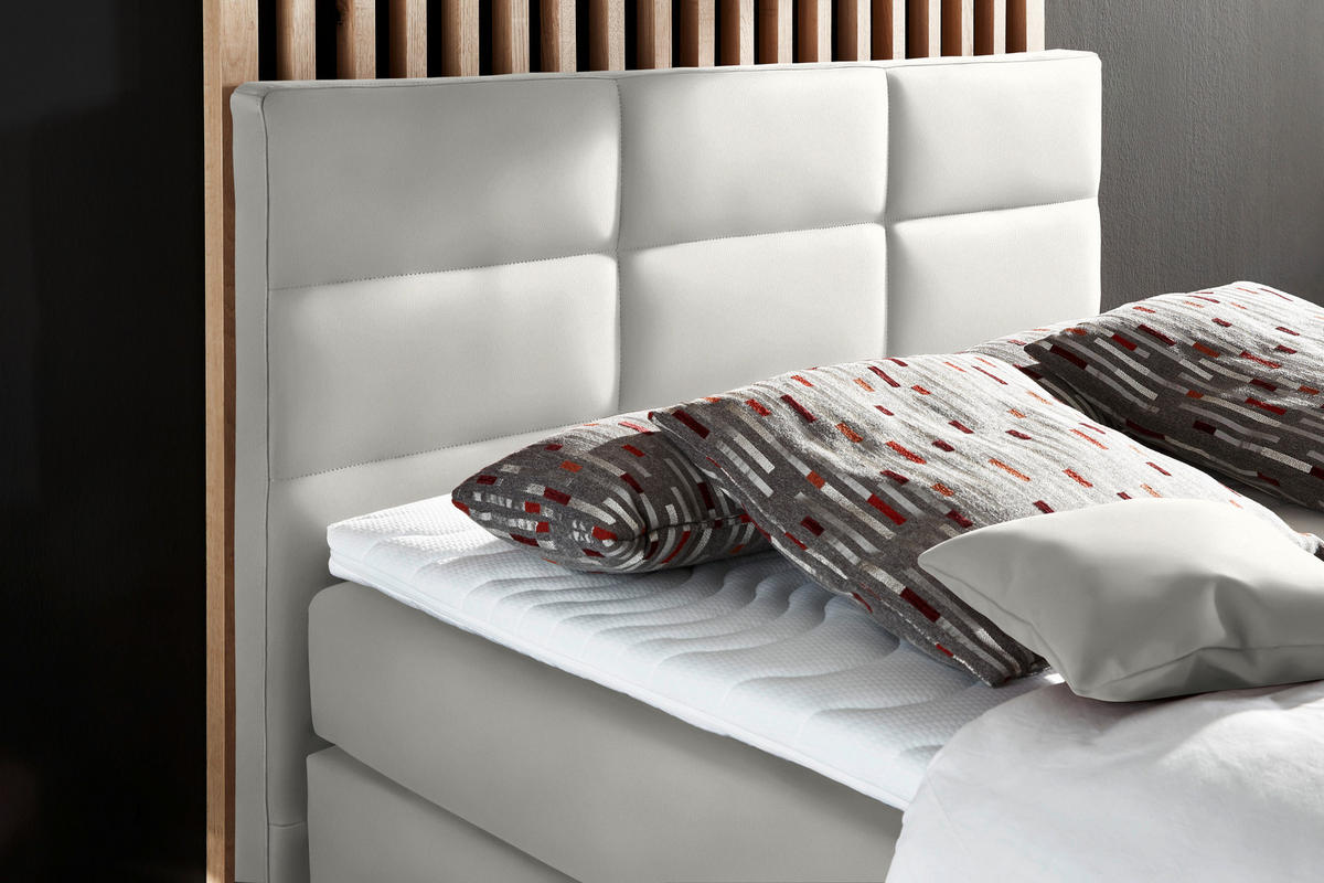 BOXSPRINGBETT 140/200 cm  in Weiss  - Weiss/Alufarben, Konventionell, Textil/Metall (140/200cm) - Dieter Knoll