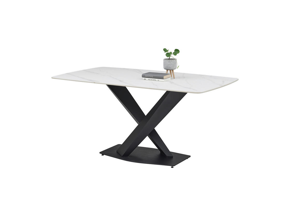 ESSTISCH in Keramik  - Schwarz/Weiß, MODERN, Keramik/Metall (180/75/90cm) - MID.YOU
