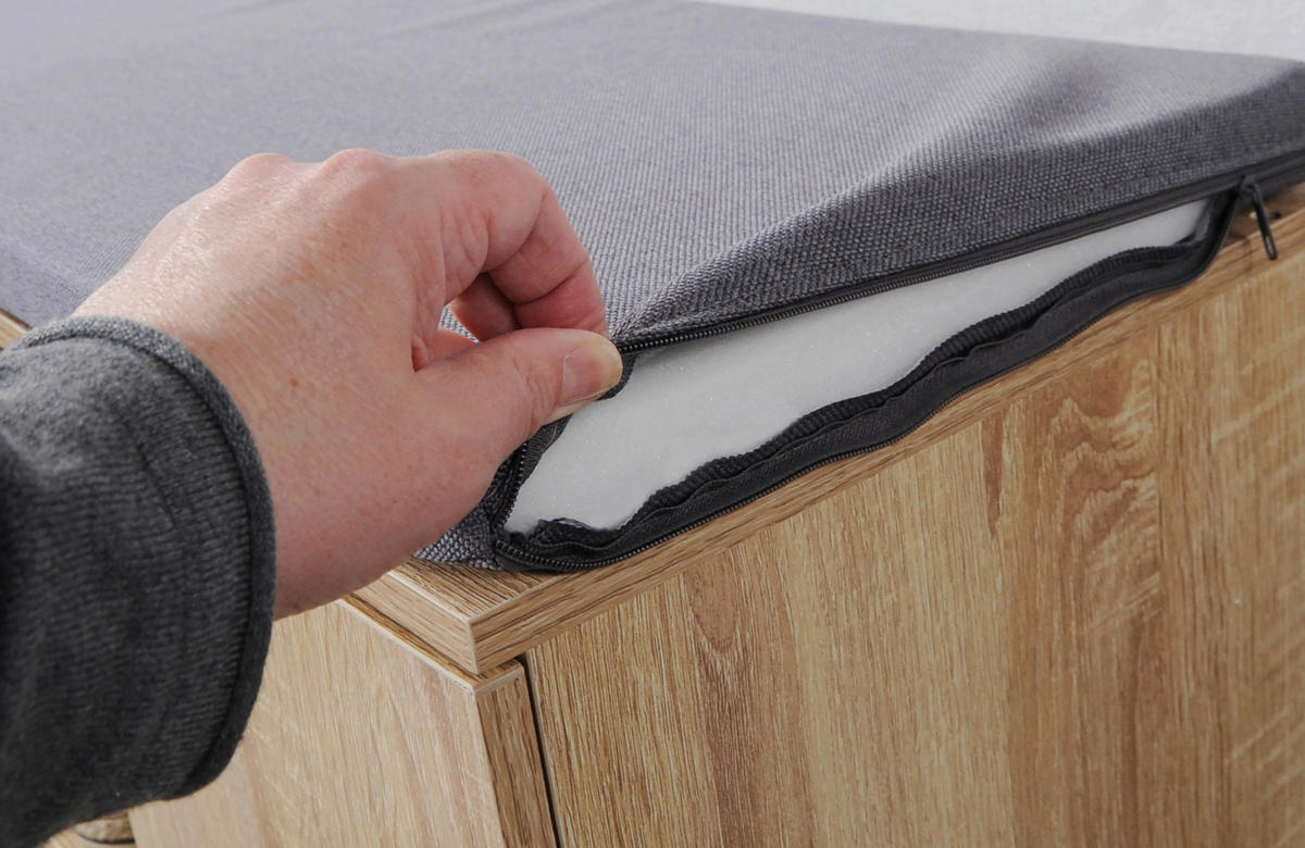 GARDEROBENBANK - Grau/Sonoma Eiche, Basics (103/48/30,50cm) - Kesper