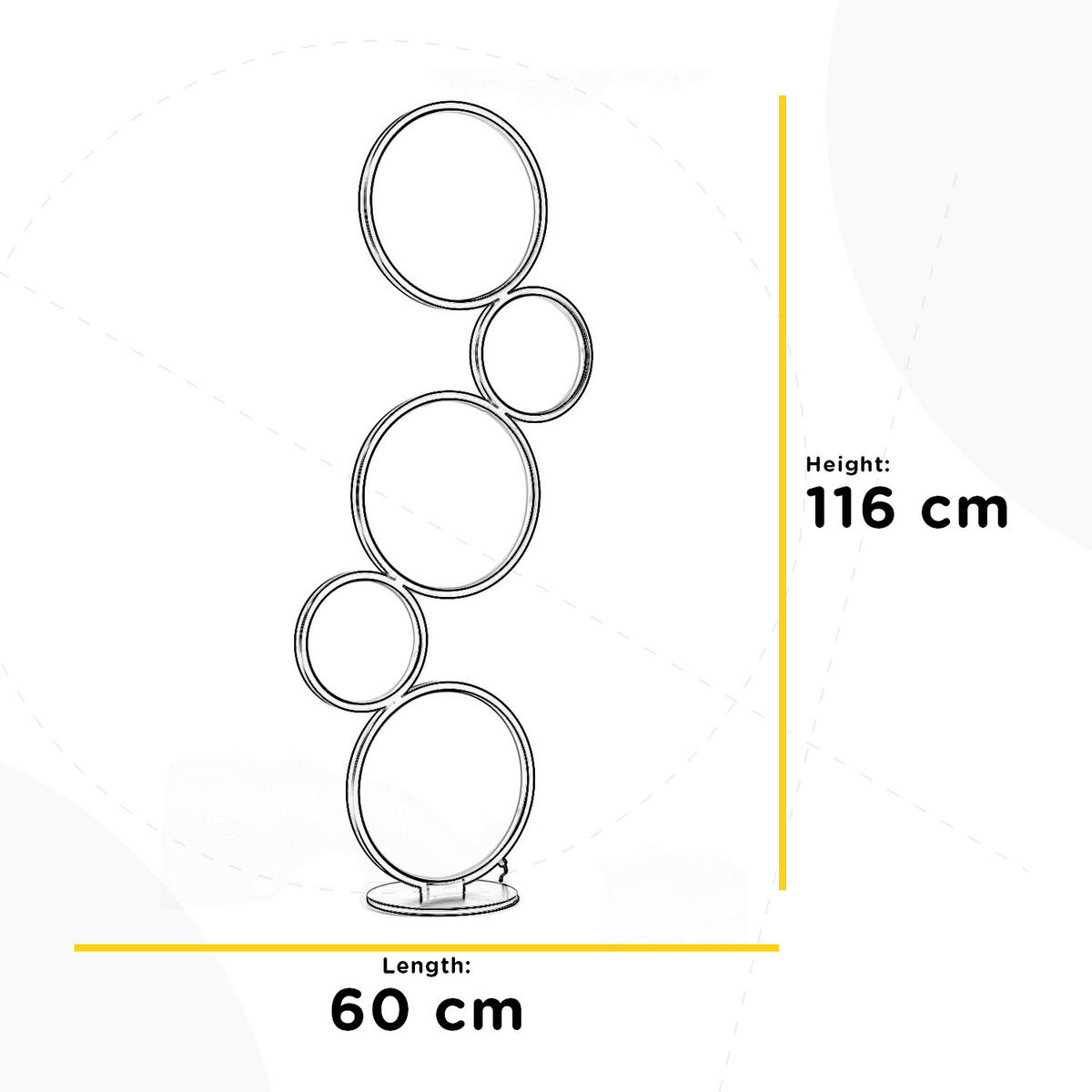 LED-STEHLEUCHTE 5045 RINGS 60/60/116 cm   - Titanfarben/Schwarz, Design, Kunststoff/Metall (60/60/116cm)