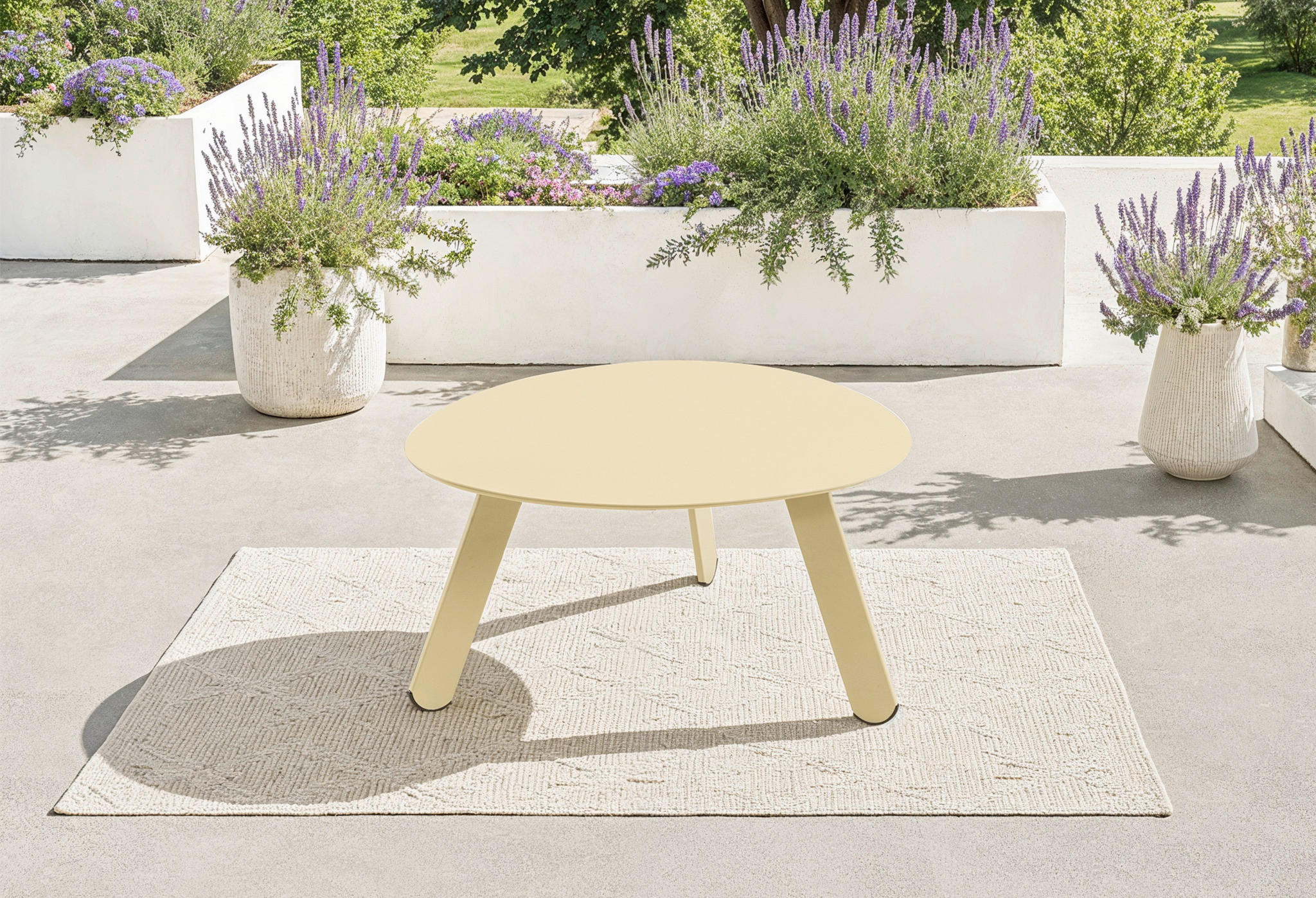 ZAHRADNÍ STOLEK, kov, 55/46/28 cm - béžová, Moderní, kov (55/46/28cm) - Ambia Garden