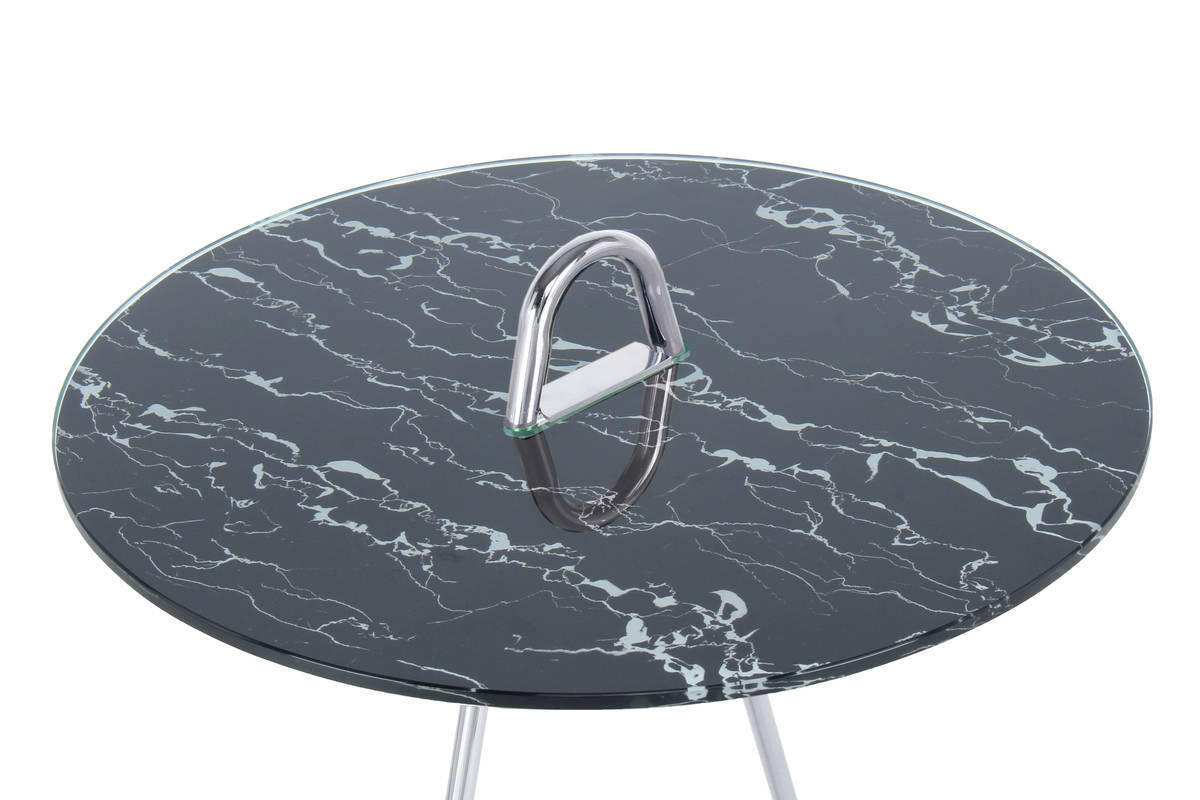 BEISTELLTISCH 46/46/60 cm Schwarz, Silberfarben rund  - Silberfarben/Schwarz, Basics, Glas/Metall (46/46/60cm) - Kayoom