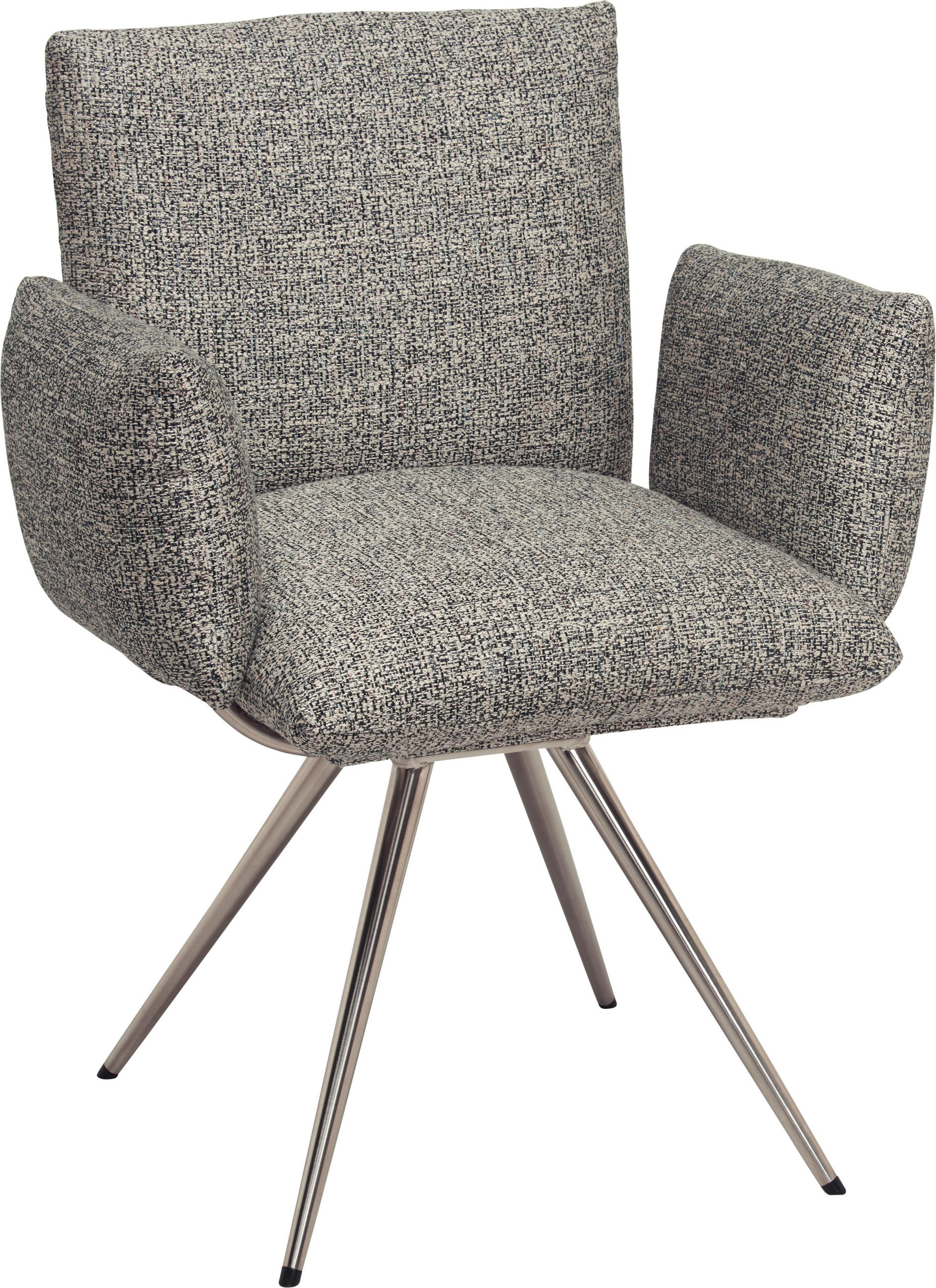 Armlehnstuhl in Grau, Edelstahlfarben