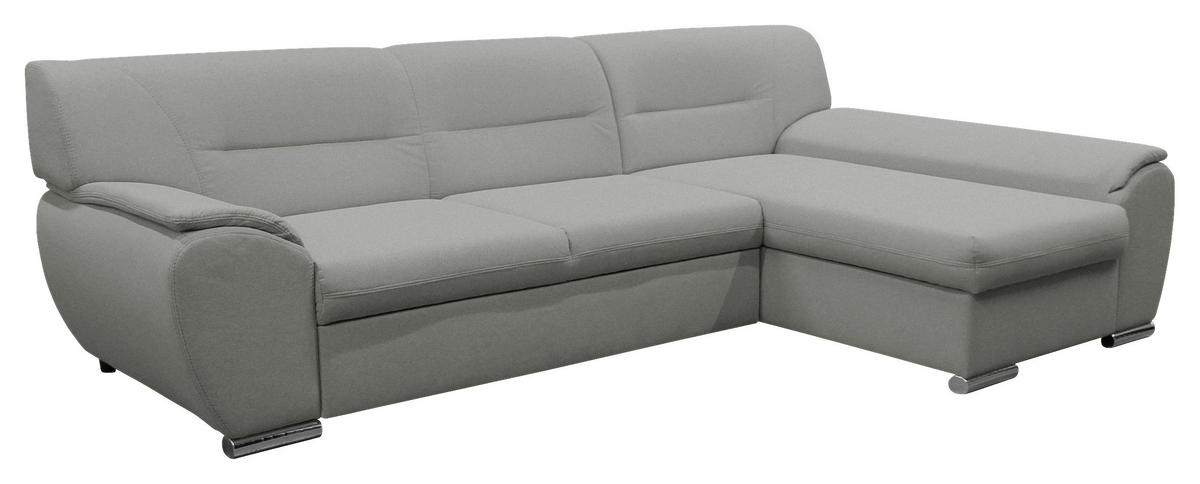 ECKSOFA in Flachgewebe Hellgrau  281/167 cm  - Silberfarben/Hellgrau, Design, Kunststoff/Textil (281/167cm) - MID.YOU