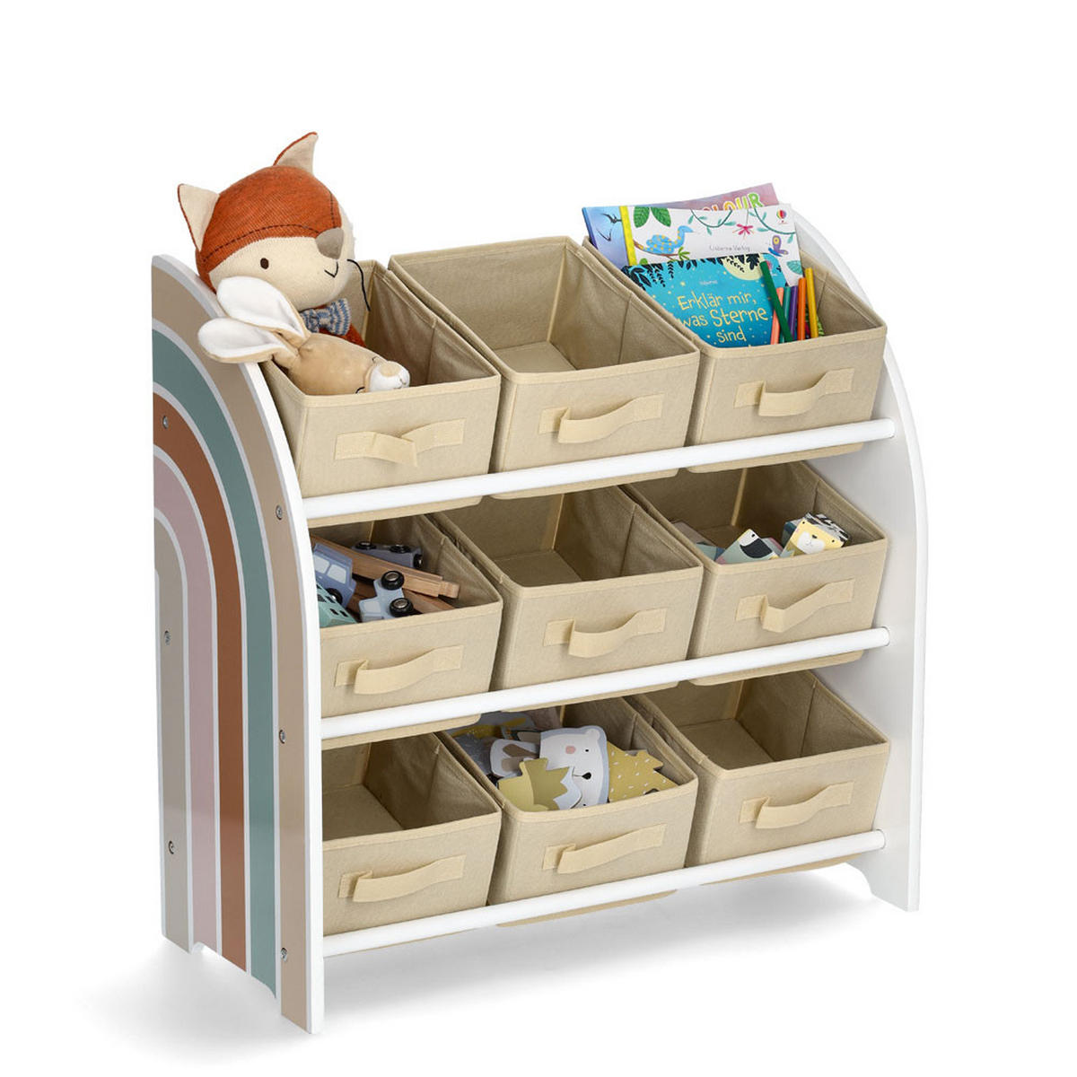 KINDERREGAL Rainbow Beige, Weiß  - Beige/Weiß, Basics, Holzwerkstoff/Textil (65/30/64cm) - Zeller Present