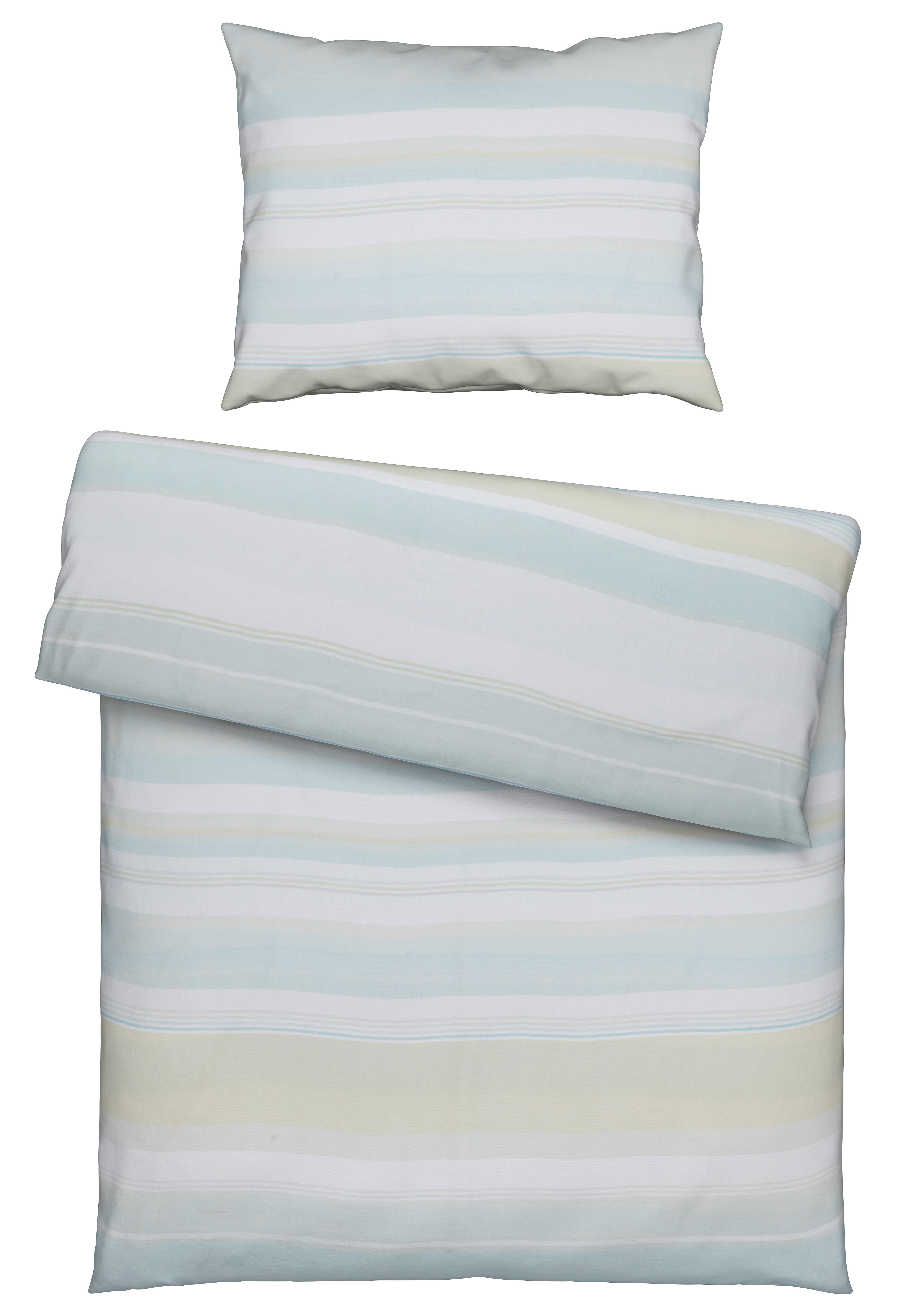 BETTWÄSCHE Frühjahr/Sommer 2024 Leinenoptik 140/200 cm  - Türkis/Weiß, KONVENTIONELL, Textil (140/200cm) - Fleuresse