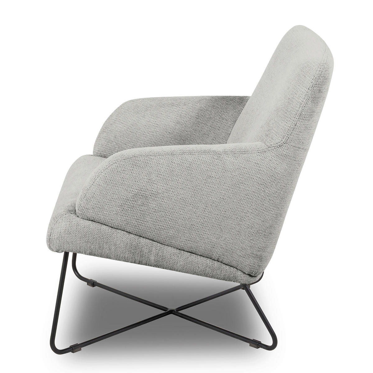 SESSELSET in Chenille Grau  - Schwarz/Weiß, Design, Textil/Metall (67/87/74cm) - Livetastic