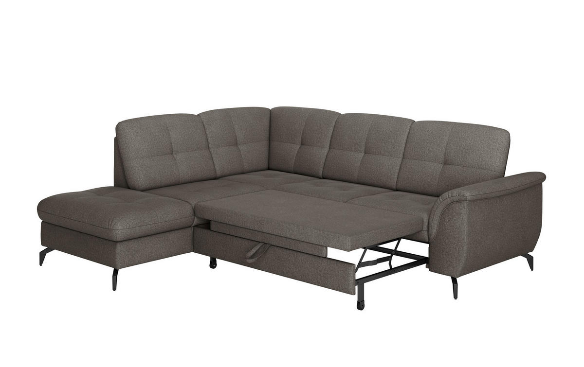 ECKSOFA ZORA E Graphitfarben Flachgewebe  - Schwarz/Graphitfarben, MODERN, Textil/Metall (212/244cm) - Sit & More
