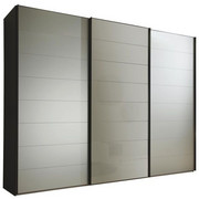 SCHWEBETÜRENSCHRANK in Grau, Schwarz - Schwarz/Grau, Design, Glas/Holzwerkstoff (249/222/68cm) - Moderano