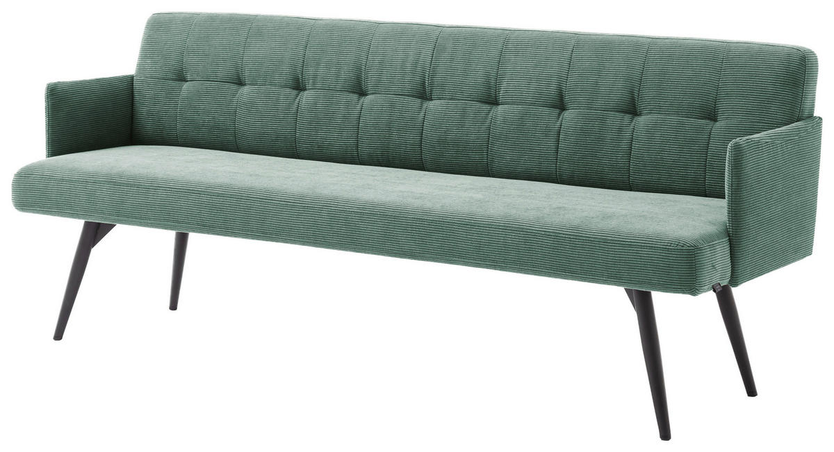 SITZBANK in Textil Grün  - Schwarz/Grün, Design, Textil/Metall (206/85/69cm) - Johann Jakob