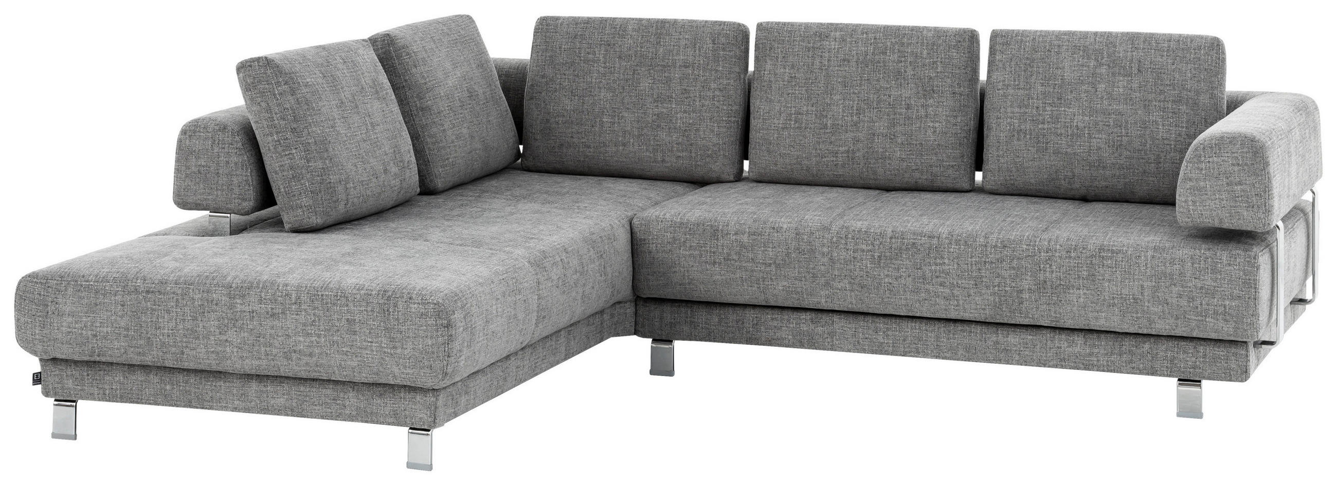 ECKSOFA Graphitfarben Chenille  - Graphitfarben, Design, Textil/Metall (235/277cm) - Stylife