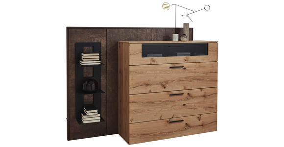 HIGHBOARD 197,1/105,6/46,9 cm - Eichefarben/Rostfarben, Design, Glas/Holz (197,1/105,6/46,9cm) - Dieter Knoll