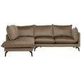 ECKSOFA in Samt Hellbraun  - Hellbraun/Schwarz, Design, Textil/Metall (200/241cm) - Carryhome