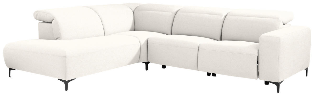 ECKSOFA Beige Flachgewebe  - Beige/Schwarz, Design, Textil/Metall (238/290cm) - Pure Home Lifestyle