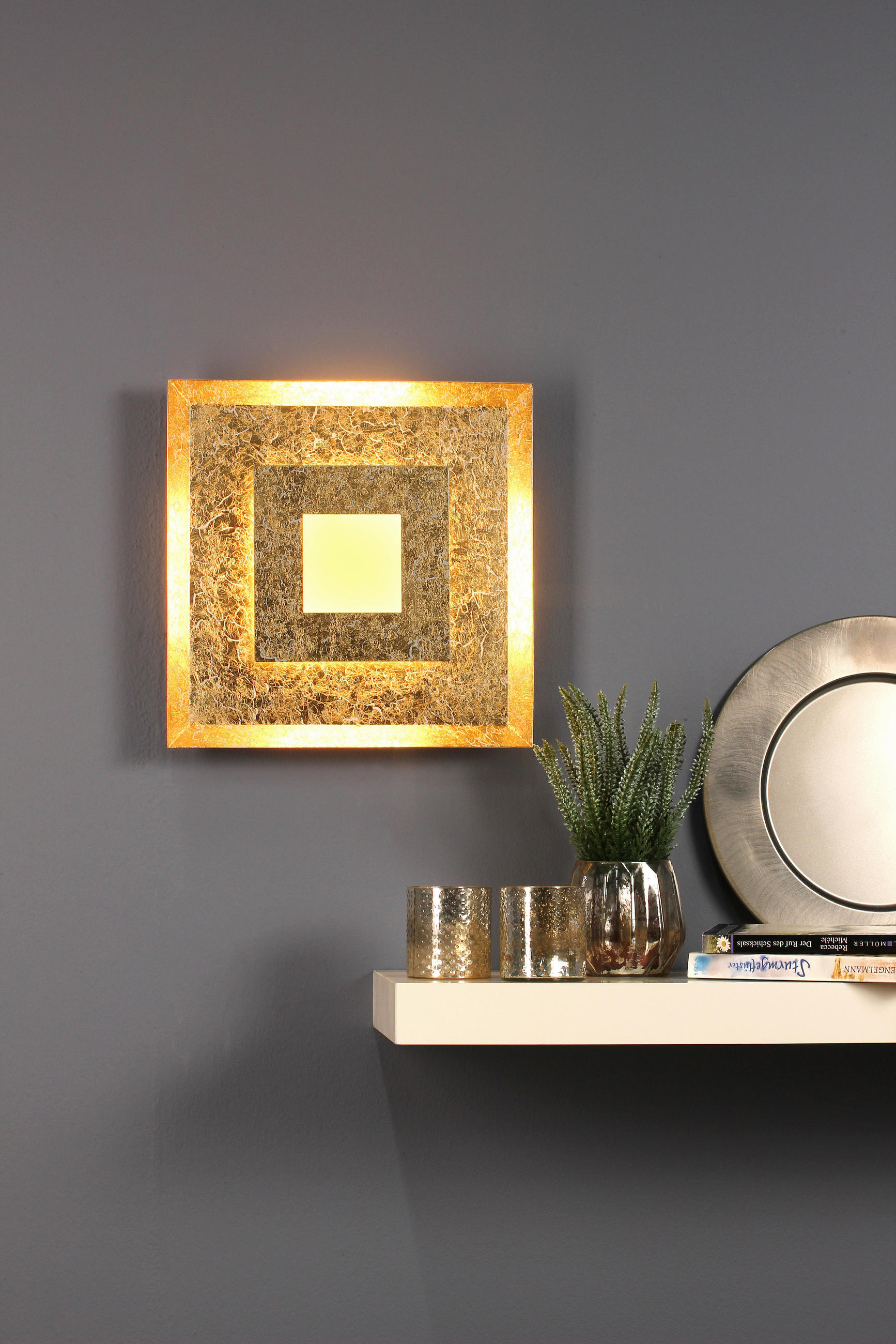 LED-WANDLEUCHTE Window 32/5,5/32 cm   - Goldfarben, Basics, Metall (32/5,5/32cm)
