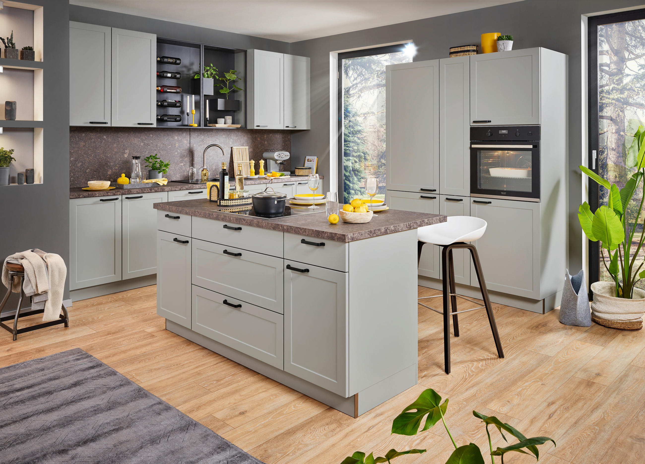 EINBAUKÜCHE DK310  - Grau, Design, Holzwerkstoff - Dieter Knoll
