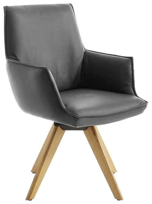 ARMLEHNSTUHL in Echtleder pigmentiert - Eichefarben/Dunkelbraun, Design, Leder/Holz (64/93/65cm) - Ambiente