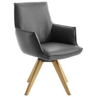 ARMLEHNSTUHL  in Echtleder pigmentiert  - Eichefarben/Dunkelbraun, Design, Leder/Holz (64/93/65cm) - Ambiente