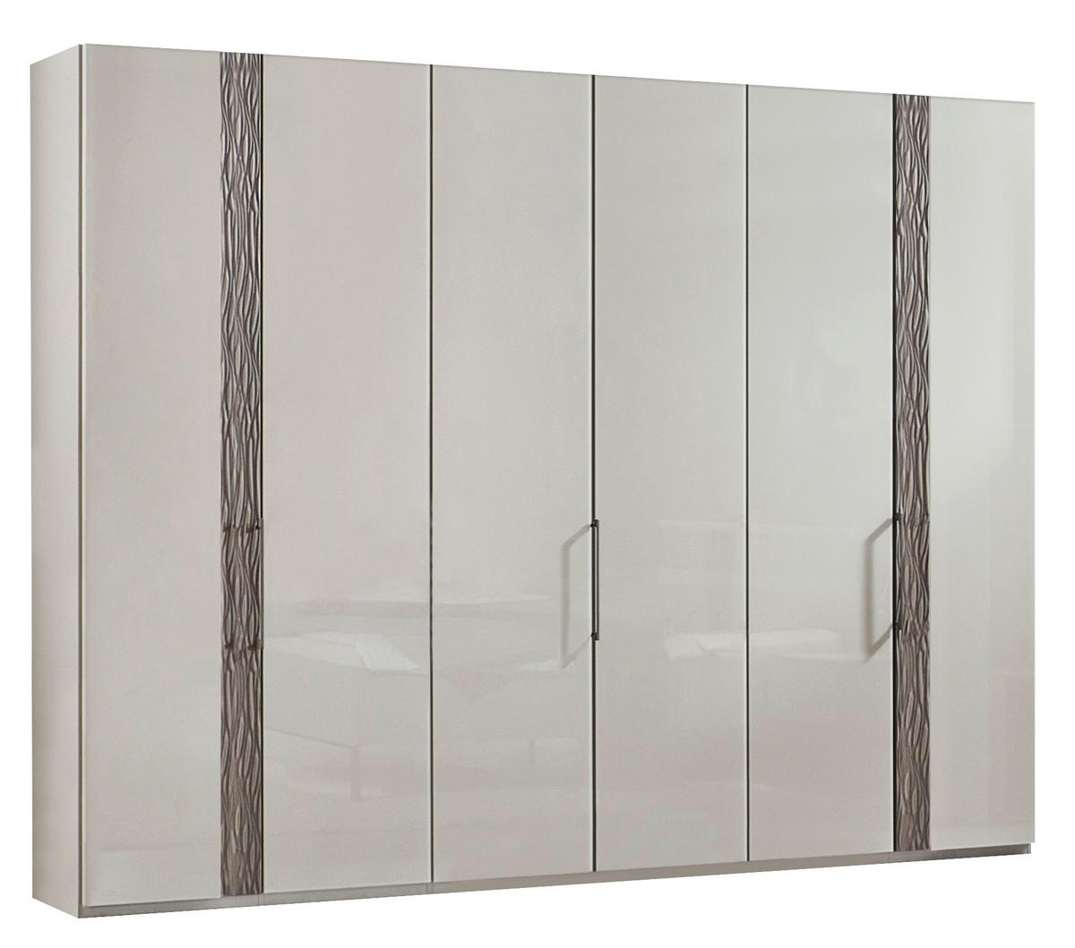 DREHTÜRENSCHRANK 300/216/59 cm 6-türig Grau  - Chromfarben/Grau, Design, Glas/Holzwerkstoff (300/216/59cm) - Dieter Knoll