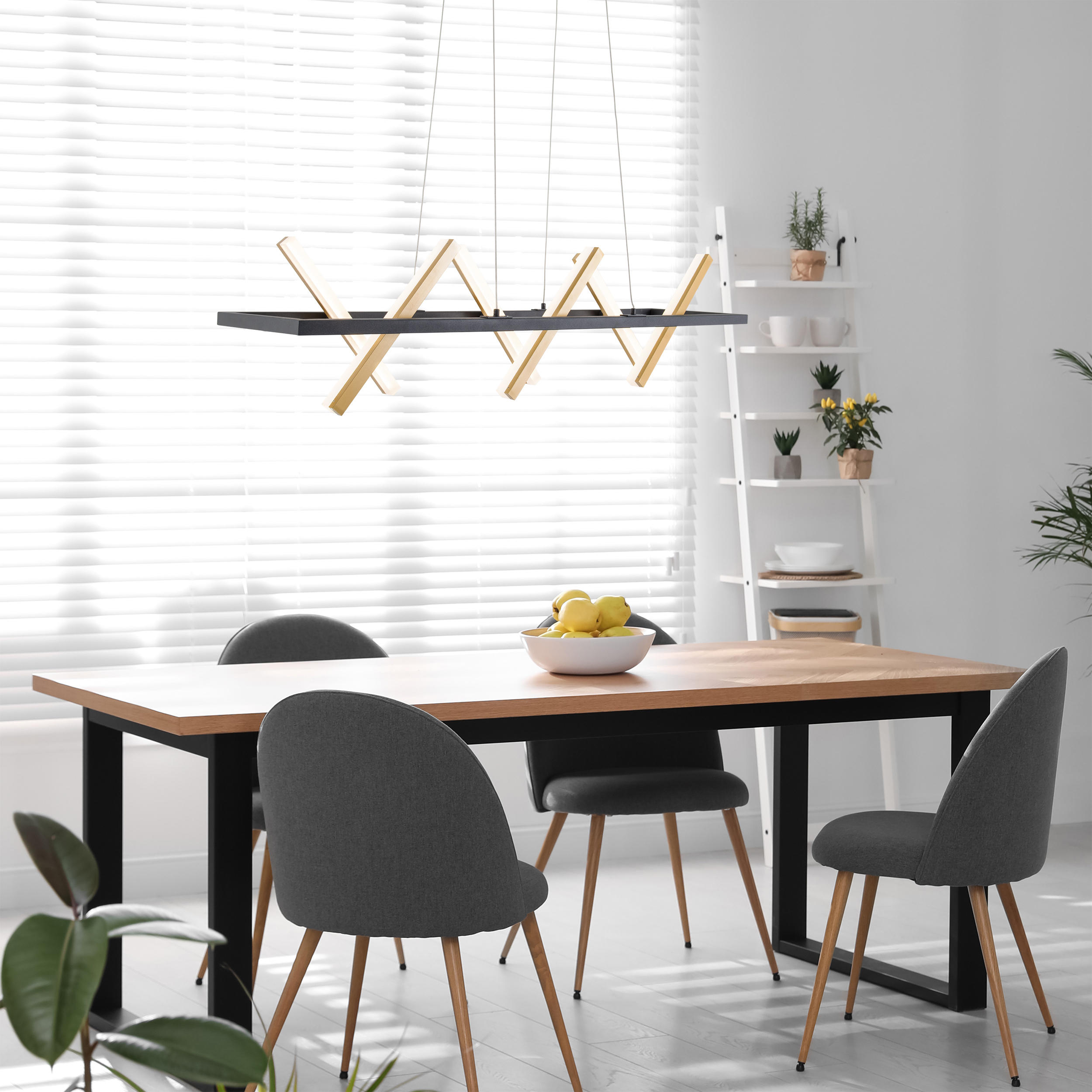 HÄNGELEUCHTE 100/54/132 cm   - Goldfarben/Schwarz, Design, Kunststoff/Metall (100/54/132cm) - Näve