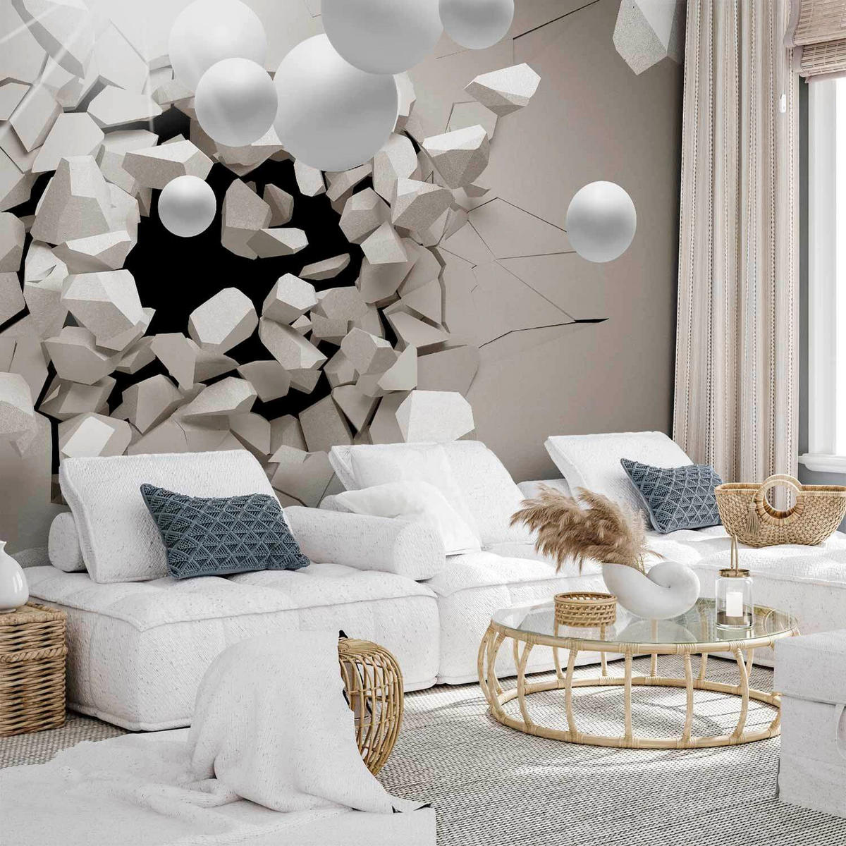 FOTOTAPETE  - Weiß/Cappuccino, LIFESTYLE, Textil (400/280cm) - artgeist