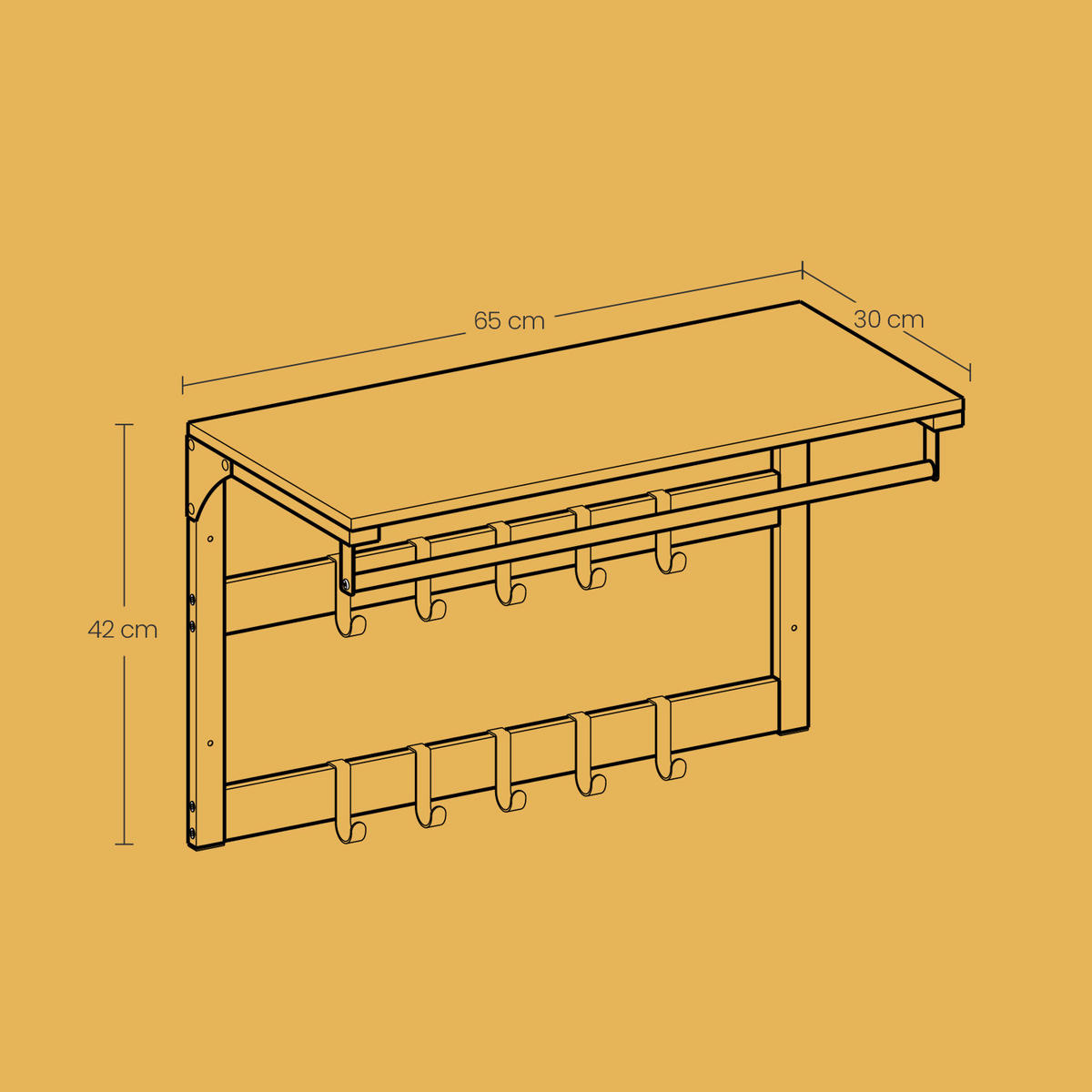 WANDGARDEROBE  in Schwarz, Weiß  - Schwarz/Weiß, MODERN, Holzwerkstoff (65/42/30cm) - MID.YOU