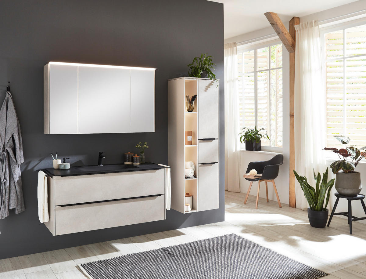 MIDISCHRANK 51,9/115,2/32 cm  - Sandfarben/Schwarz, MODERN, Holzwerkstoff/Metall (51,9/115,2/32cm) - Celina Home