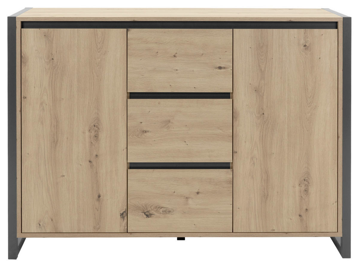 KOMODA, barve hrasta  - barve hrasta/antracit, Konvencionalno, leseni material (120/88/40cm) - MID.YOU
