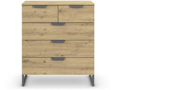 KOMMODE in 80/81/42 cm - Dunkelgrau/Eiche Artisan, Design, Holzwerkstoff/Metall (80/81/42cm) - Carryhome